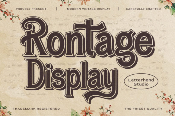 Rontage Display: A Vintage Serif Font for Handmade Brands